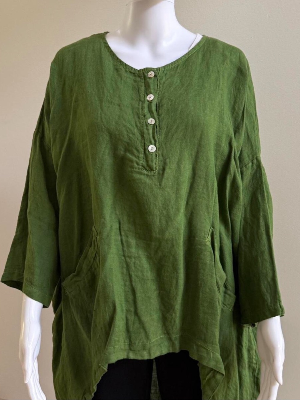 DEVITALIA Cotton Top Blouse Tunic One Size, Green